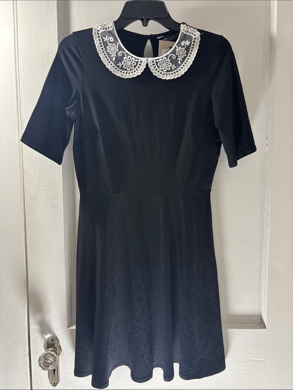 NWT Dorothy Perkins Black Dress with White Embroidered Lace Collar